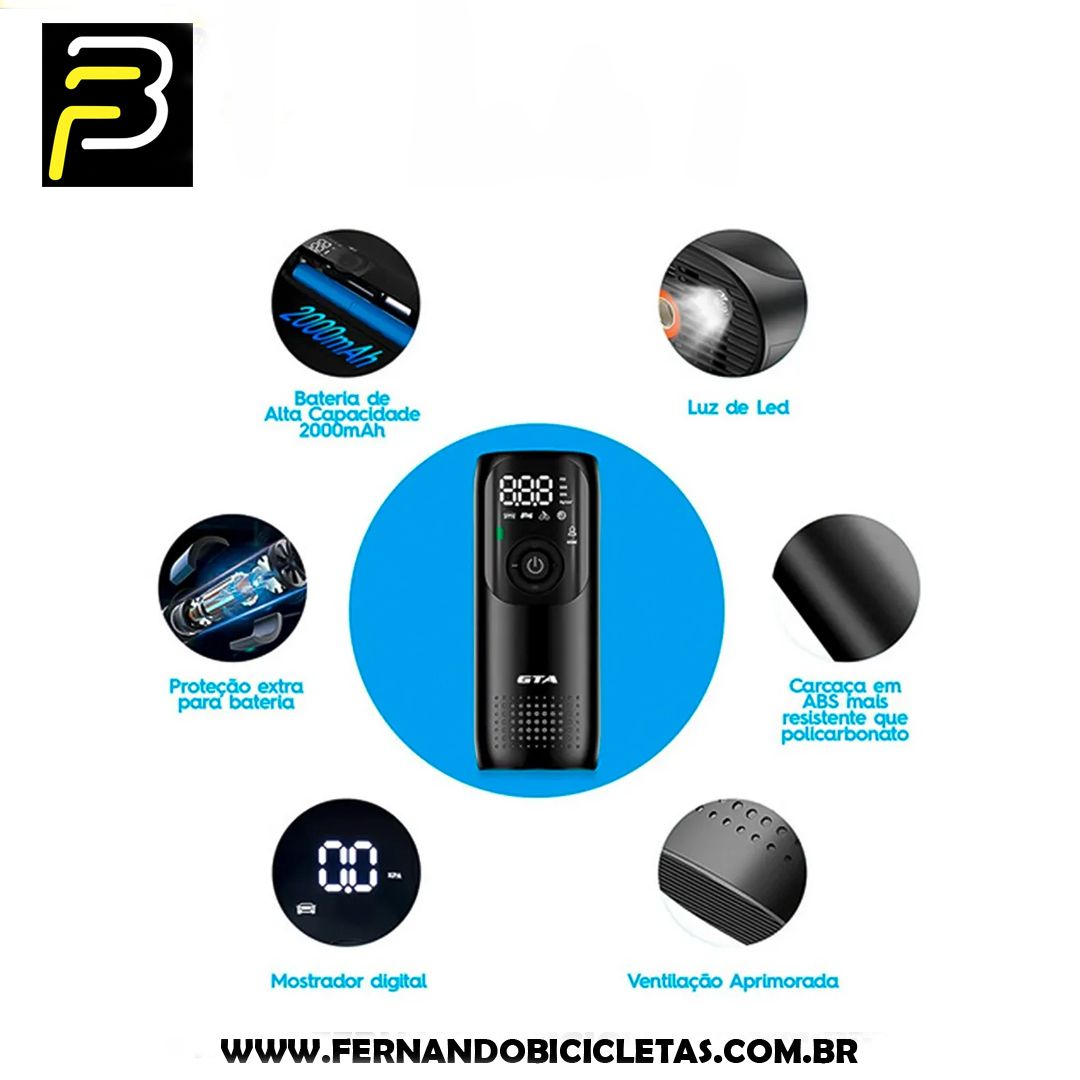 Bomba de Ar GTA Elétrica Smart Plus 150 psi Recarregável