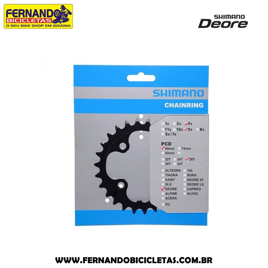Coroa Shimano Deore FC-M590 3 x 9v 64 mm 26 Dentes