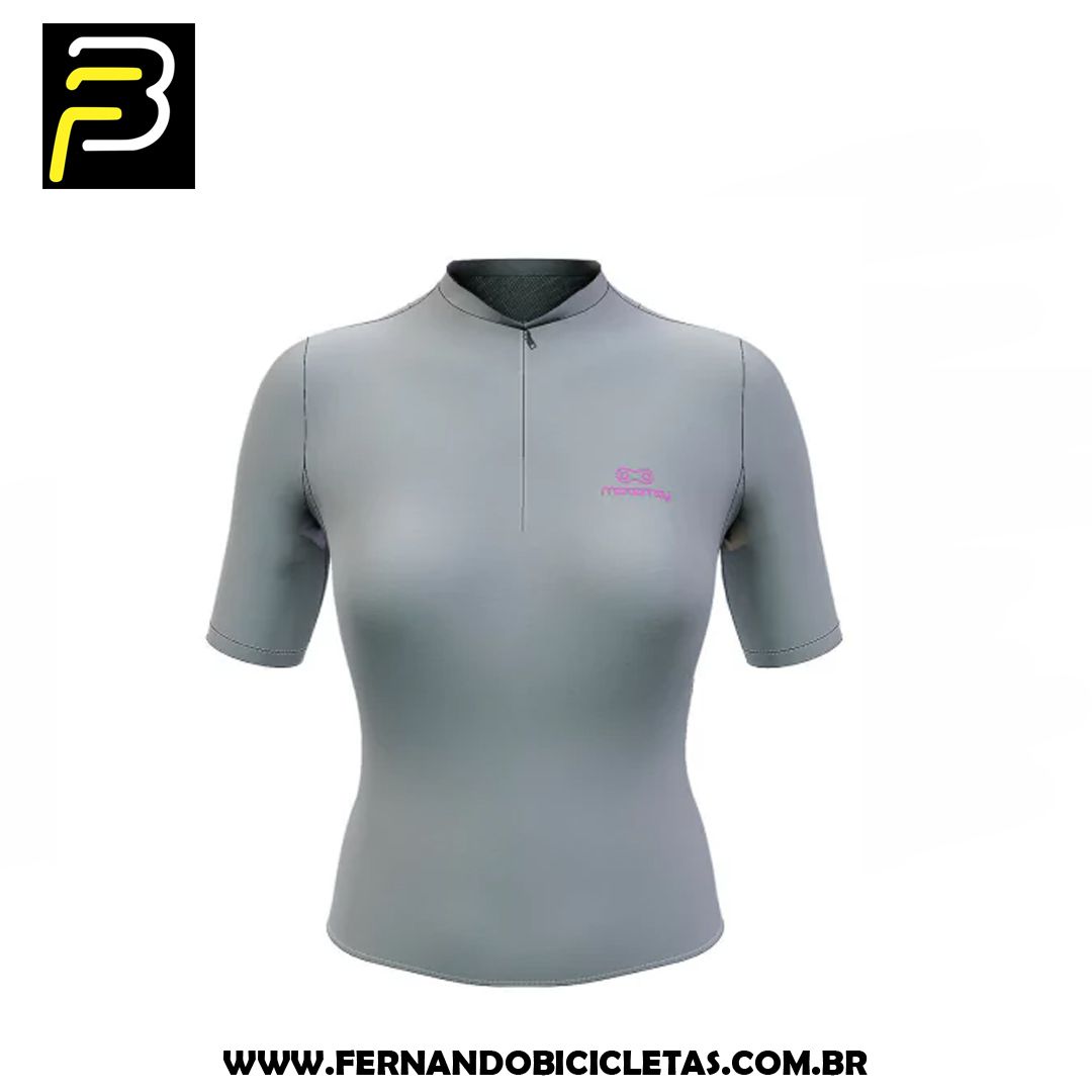 Camisa Ciclismo Feminina Márcio May Light Cinza Clean