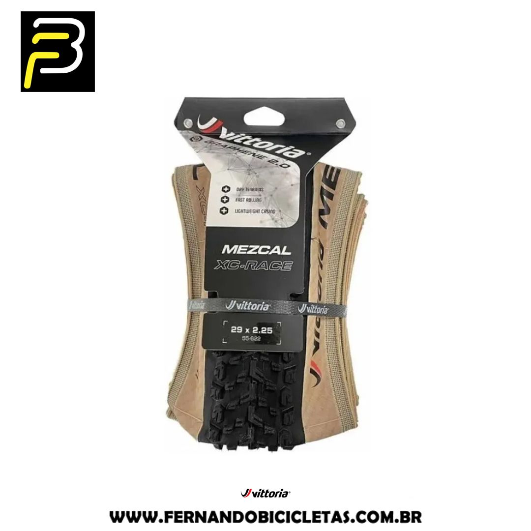 Pneu 29x2.25 Vittoria Graphene 2.0 Mezcal XC-RACE com faixa bege