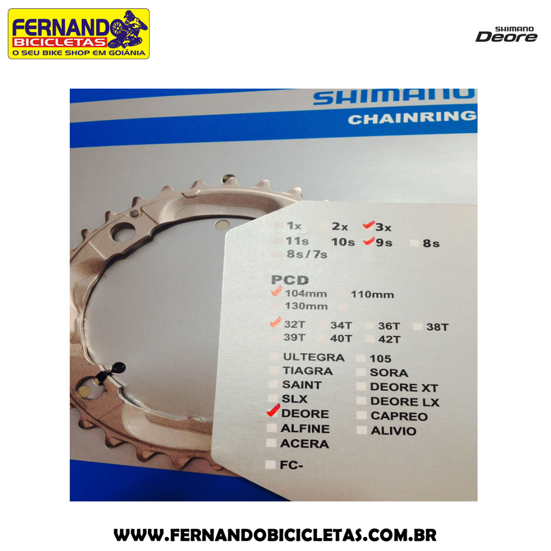 Coroa Shimano Deore FC-M532 - 32 Dentes 3 x 9 Velocidades