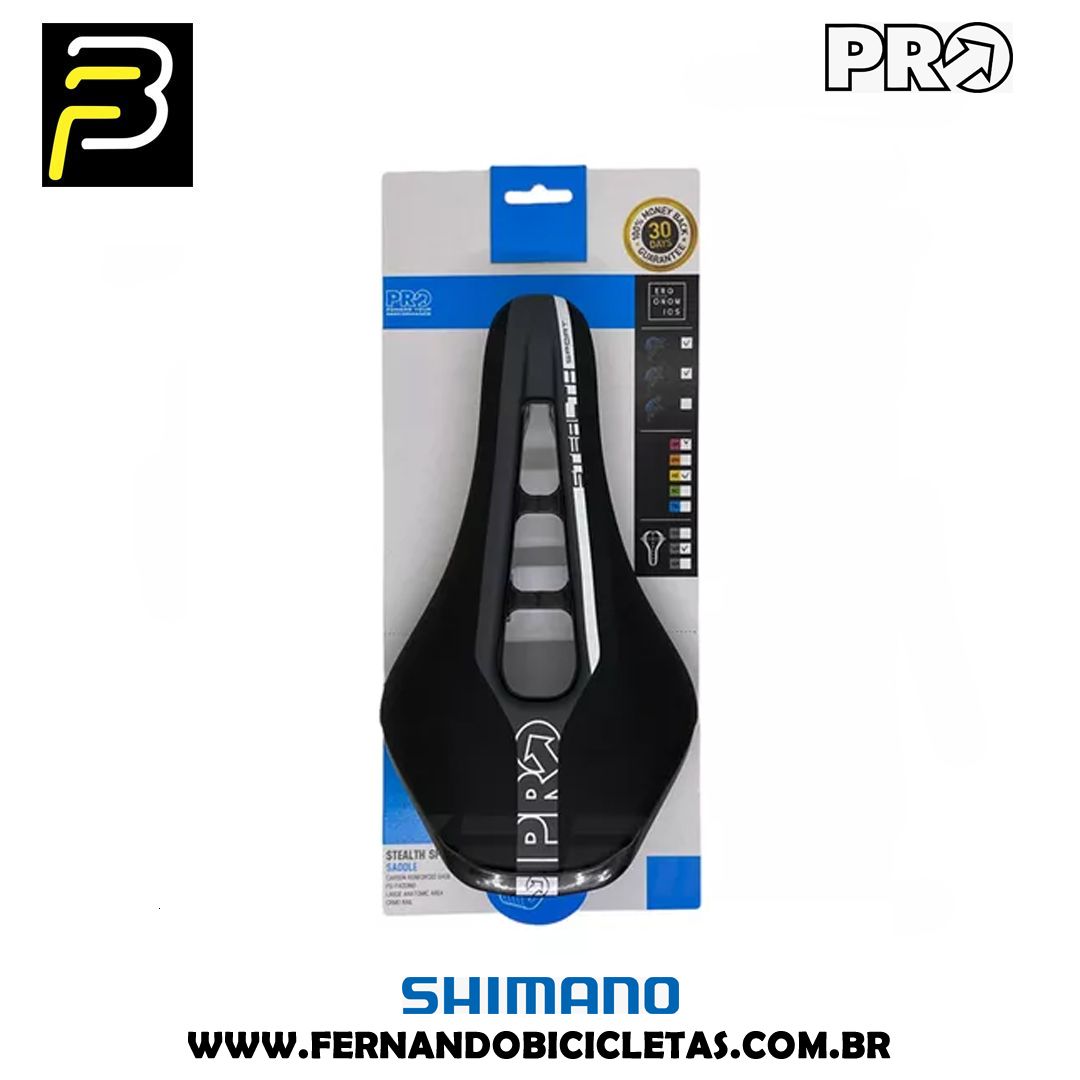 Selim Shimano Pro Stealth Sport Crmo Vazado 142mm